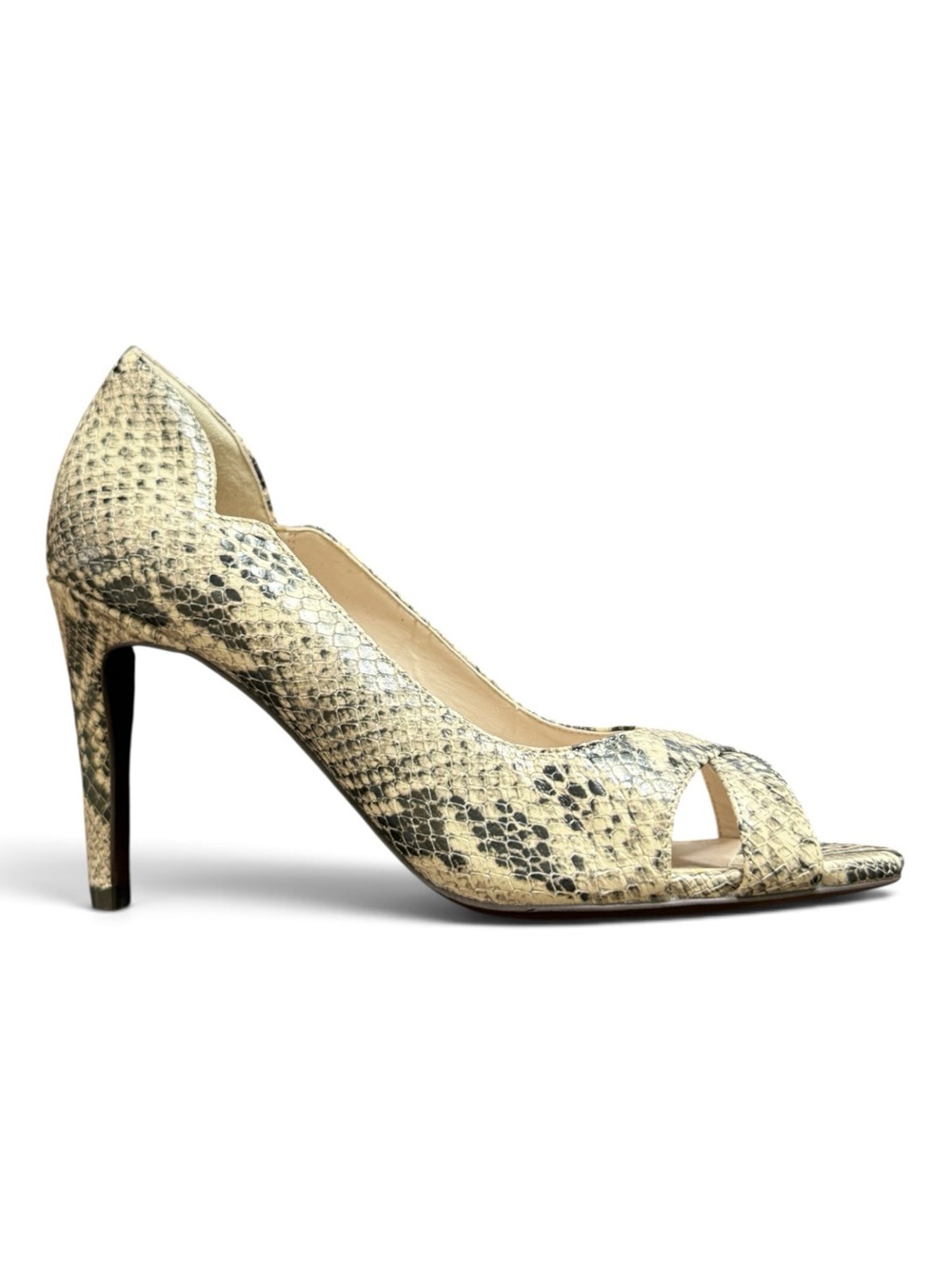 COLE HAAN Jacinda Peep Toe Leather Snake-Print High Heel Pumps Size 7B Women
